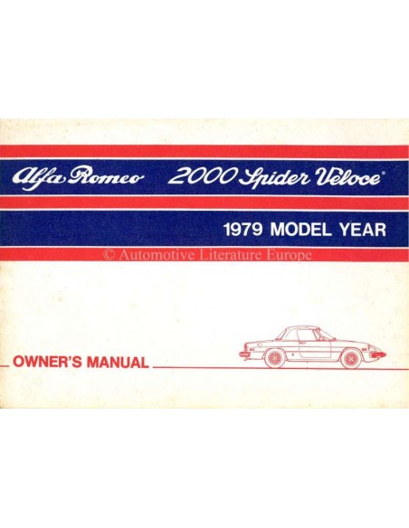 1979 ALFA ROMEO 2000 SPIDER VELOCE BETRIEBSANLEITUNG ENGLISCH