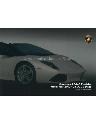 2010 LAMBORGHINI MURCIELAGO LP-640 ROADSTER INSTRUCTIEBOEKJE ENGELS (USA & CANADA)
