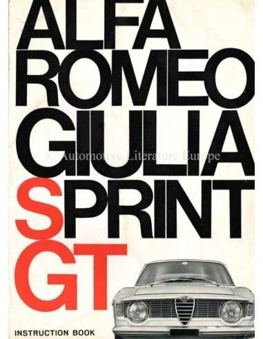 1964 ALFA ROMEO GIULIA SPRINT GT INSTRUCTIEBOEKJE ENGELS