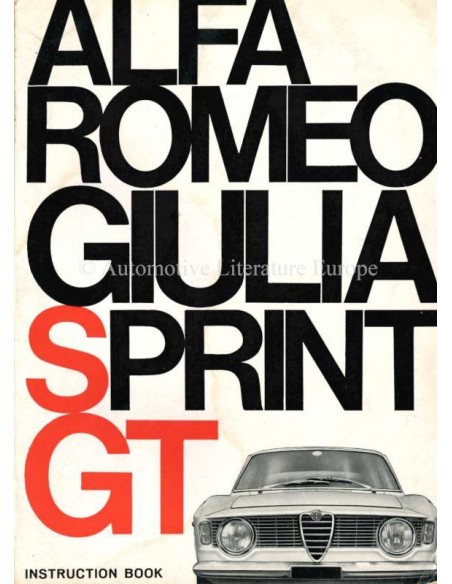1964 ALFA ROMEO GIULIA SPRINT GT OWNERS MANUAL ENGLISH