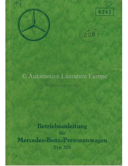 1937 MERCEDES BENZ TYPE 320 BETRIEBSANLEITUNG DEUTSCH