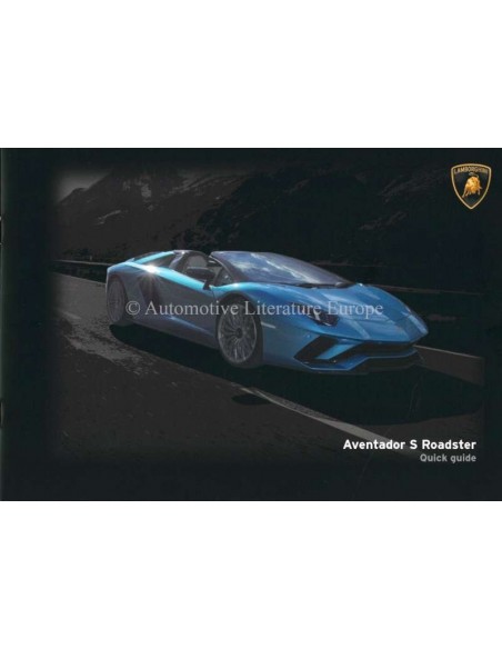 2018 LAMBORGHINI AVENTADOR S ROADSTER VERKORT INSTRUCTIEBOEKJE ENGELS