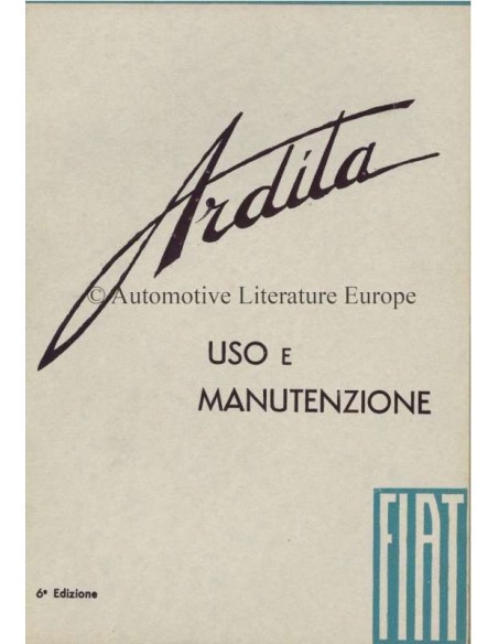 1939 FIAT ARDITA BETRIEBSANLEITUNG ITALIENISCH