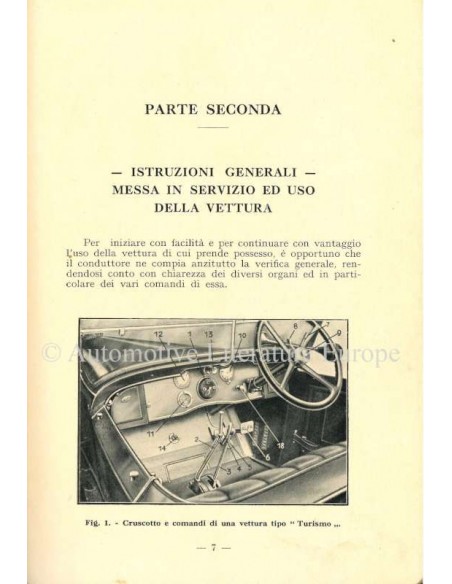 1927 ALFA ROMEO R.L. TOURING & SUPERSPORTS BETRIEBSANLEITUNG ITALIENISCH