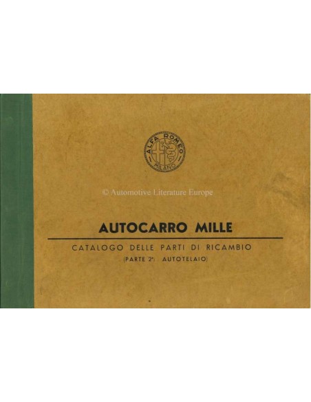 1958 ALFA ROMEO AUTOCARRO 1000 CHASSIS SPARE PARTS CATALOG ITALIAN