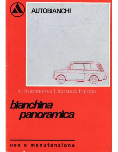 1970 AUTOBIANCHI BIANCHINA PANORAMICA OWNERS MANUAL ITALIAN
