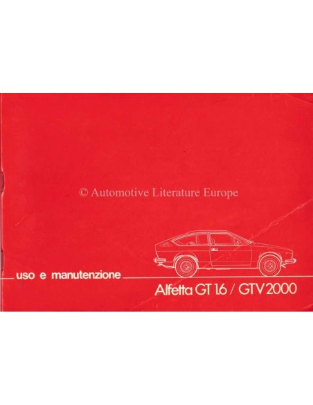 1976 ALFA ROMEO ALFETTA GT 1.6 / GTV 2000 OWNERS MANUAL ITALIAN