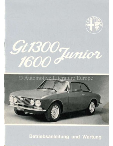 1975 ALFA ROMEO GT JUNIOR 1.3 / 1.6 OWNER'S MANUAL GERMAN