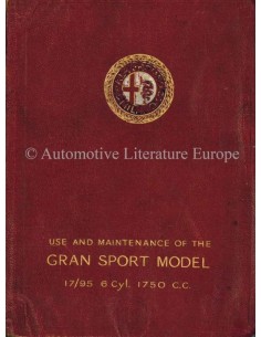 1928 ALFA ROMEO 1750 GRAN SPORT 6C 17/95 BETRIEBSANLEITUNG ENGLISCH