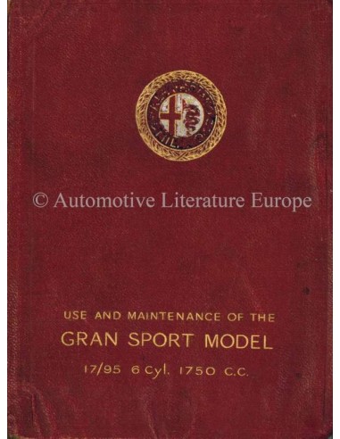 1928 ALFA ROMEO 1750 GRAN SPORT 6C 17/95 BETRIEBSANLEITUNG ENGLISCH