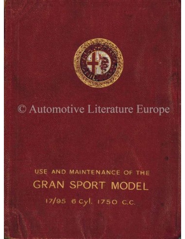 1928 ALFA ROMEO 1750 GRAN SPORT 6C 17/95 INSTRUCTIEBOEKJE ENGELS