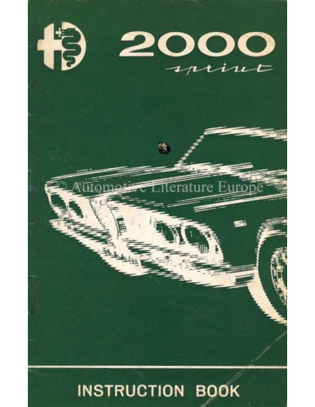 1962 ALFA ROMEO 2000  SPRINT INSTRUCTIEBOEKJE ENGELS