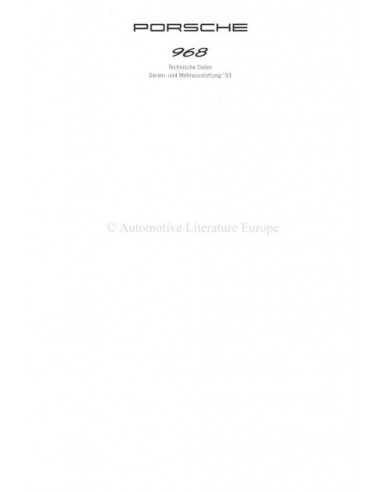 1993 PORSCHE 968 BROCHURE DUITS