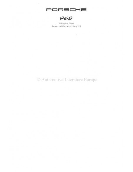 1993 PORSCHE 968 BROCHURE DUITS