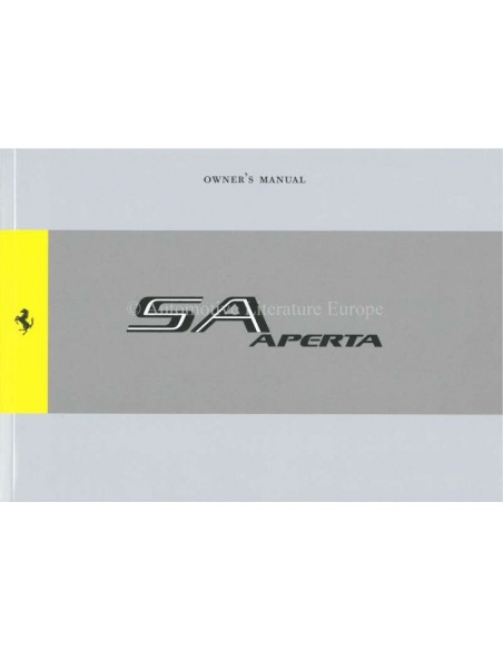 2011 FERRARI SA APERTA BETRIEBSANLEITUNG ENGLISCH