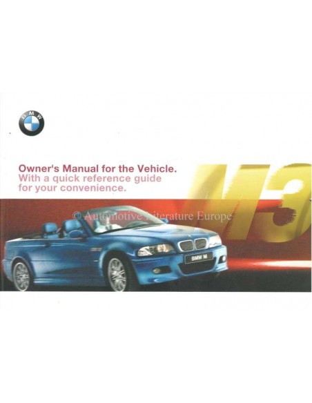 2002 BMW M3 CONVERTIBLE OWNERS MANUAL ENGLISH