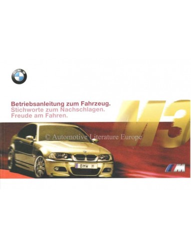 2000 BMW M3 COUPE BETRIEBSANLEITUNG DEUTSCH