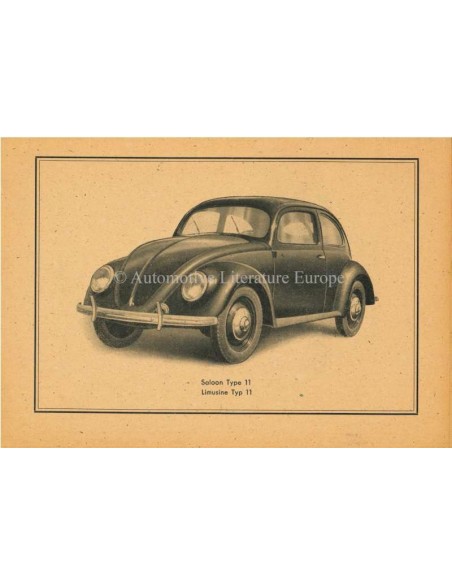 1948 VOLKSWAGEN TYP 11 INSTRUCTIEBOEKJE ENGELS