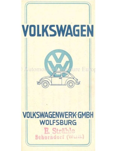 1948 VOLKSWAGEN BROCHURE GERMAN