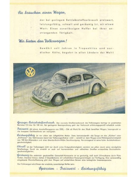 1948 VOLKSWAGEN PROSPEKT DEUTSCH