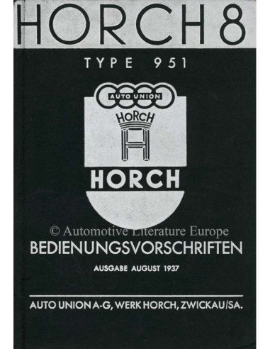 1937 HORCH 8 TYPE 951 OWNER'S MANUAL GERMAN
