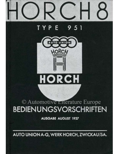 1937 HORCH 8 TYPE 951 BETRIEBSANLEITUNG DEUTSCH