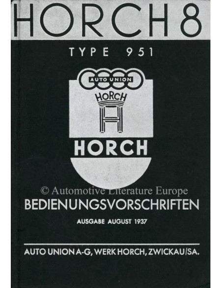 1937 HORCH 8 TYPE 951 OWNER'S MANUAL GERMAN