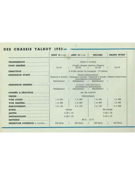 1952 TALBOT-LAGO BROCHURE FRANS