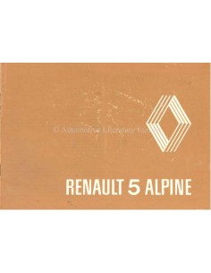 1977 RENAULT 5 ALPINE BIJLAGE INSTRUCTIEBOEK