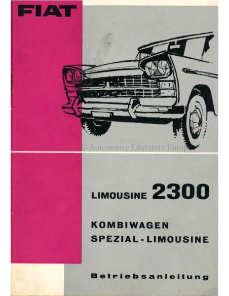 1962 FIAT 2300 SPECIAL SEDAN INSTRUCTIEBOEKJE DUITS