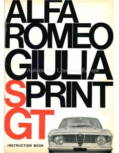 1966 ALFA ROMEO GIULIA SPRINT GT OWNERS MANUAL ENGLISH