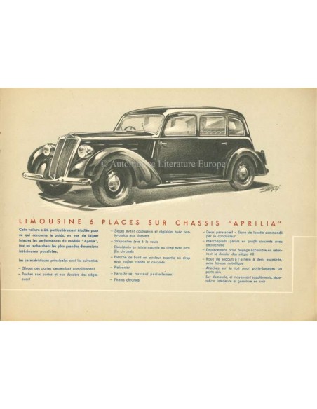 1938 LANCIA APRILIA BROCHURE FRENCH