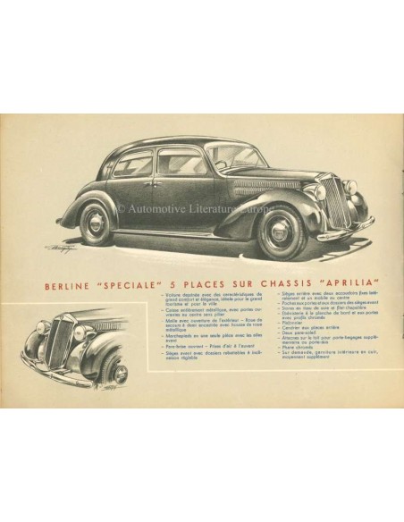 1938 LANCIA APRILIA BROCHURE FRENCH