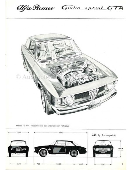 1965 ALFA ROMEO GIULIA SPRINT GTA BETRIEBSANLEITUNG DEUTSCH