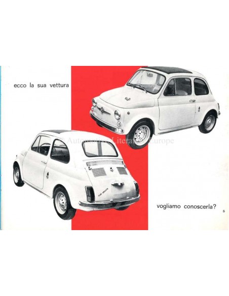 1965 FIAT ABARTH 595 / 695 BETRIEBSANLEITUNG ITALIENISCH
