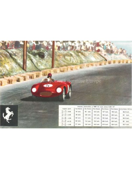 1955 FERRARI 250 EUROPA 500 MONDIAL 750 MONZA BROCHURE FRANS
