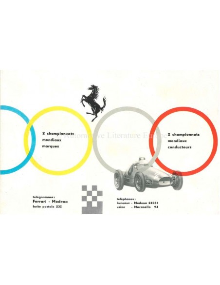 1955 FERRARI 250 EUROPA 500 MONDIAL 750 MONZA BROCHURE FRENCH