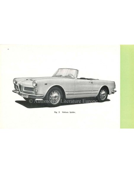 1961 ALFA ROMEO 2000 BETRIEBSANLEITUNG ITALIENISCH