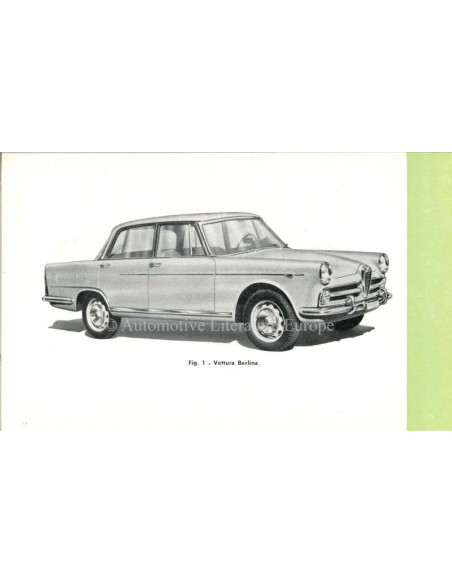 1961 ALFA ROMEO 2000 OWNERS MANUAL ITALIAN