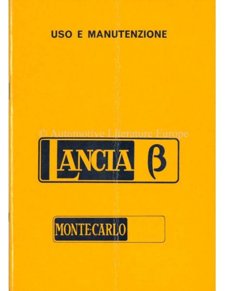 1975 LANCIA BETA MONTE-CARLO OWNERS MANUAL ITALIAN