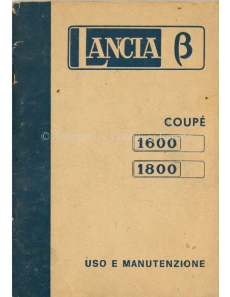 1974 LANCIA BETA COUPE OWNERS MANUAL ITALIAN