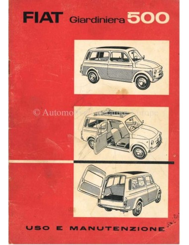1960 FIAT 500 GIARDINIERA BETRIEBSANLEITUNG ITALIENISCH
