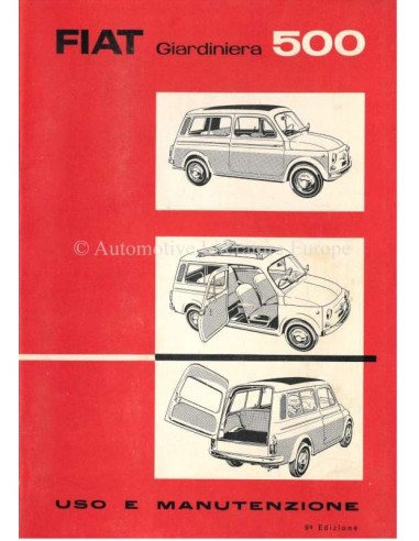 1964 FIAT 500 GIARDINIERA OWNERS MANUAL ITALIAN