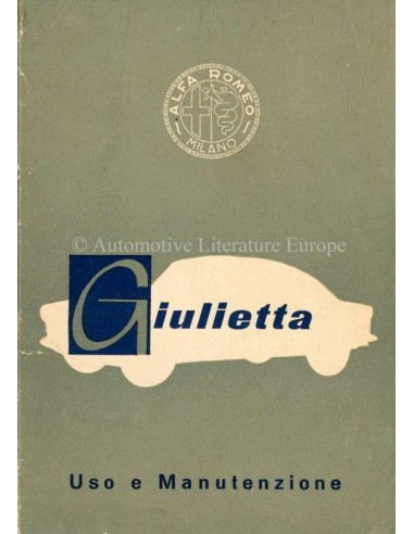 1959 ALFA ROMEO GIULIETTA INSTRUCTIEBOEKJE ITALIAANS