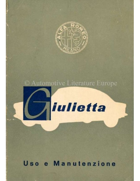 1959 ALFA ROMEO GIULIETTA OWNERS MANUAL ITALIAN