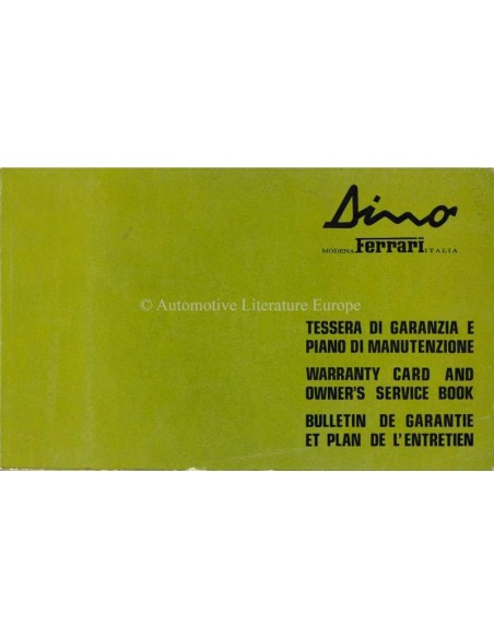 1974 FERRARI 308 GT4 DINO GARANTIEBOEK 90/74
