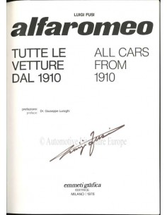 ALFA ROMEO ALL CARS FROM 1910 - LUIGI FUSI - BOOK 2