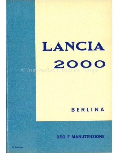 1971 LANCIA 2000 BERLINA OWNERS MANUAL ITALIAN