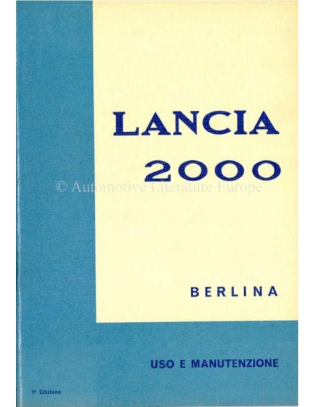 1971 LANCIA 2000 BERLINA OWNERS MANUAL ITALIAN