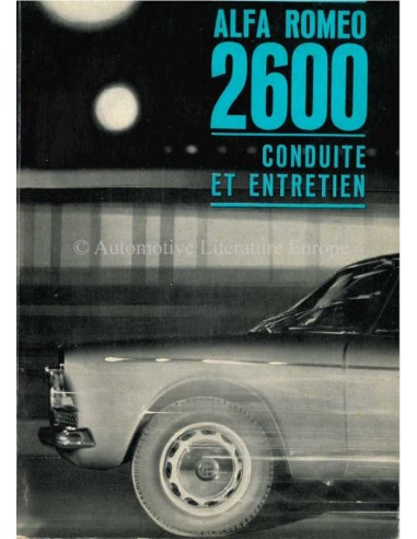 1962 ALFA ROMEO 2600 OWNERS MANUAL FRENCH